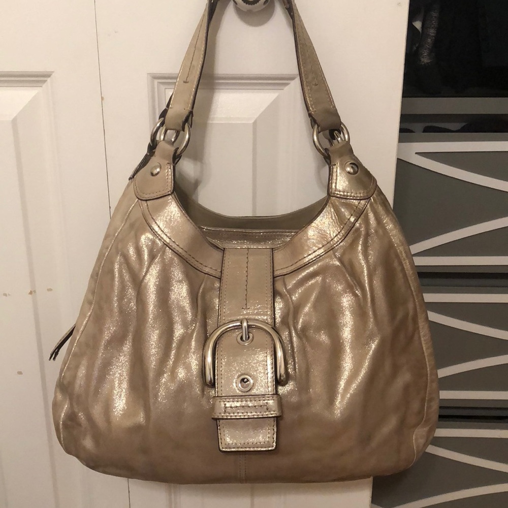 Coach bag metallic pewter